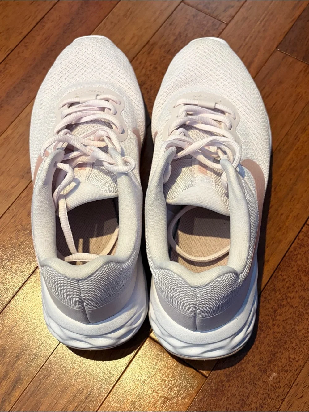Nike Women's Pale Pink and White Athletic Running Sneakers